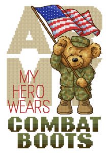 Military Cross Stitch Pattern - Boots In The House - Army - My Hero Wears Combat Boots