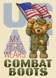 Military Cross Stitch Pattern -Boots In The House - Air Force - My Hero Wears Combat Boots