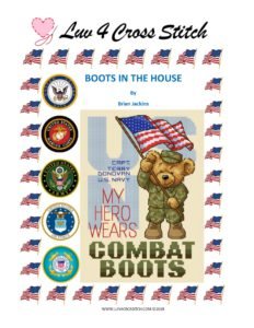 Military Cross Stitch Pattern My Hero Wears Combat Boots