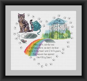 Heaven's Kitty Door -Tabby Cat - Rainbow bridge cross stitch pattern