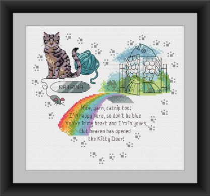 Heaven's Kitty Door -Tabby Cat - Rainbow bridge cross stitch pattern