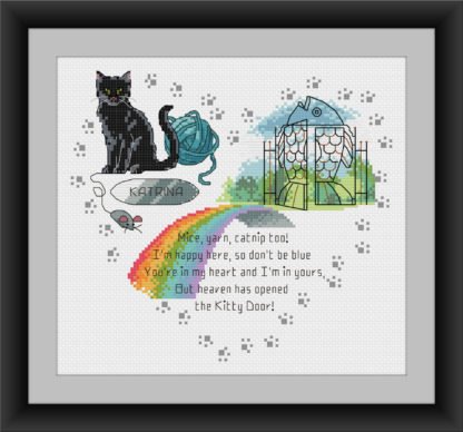 Heaven's Kitty Door - rainbow bridge cross stitch pattern